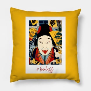 Funny samurai selfie polaroid Pillow