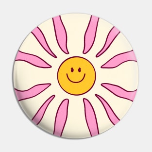 Retro Pink White Daisy Flower 70s Pin