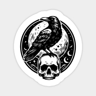 the raven and skull Magnet