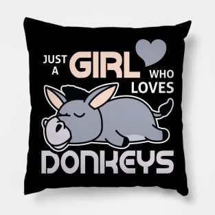 Donkey Girl Woman Pillow