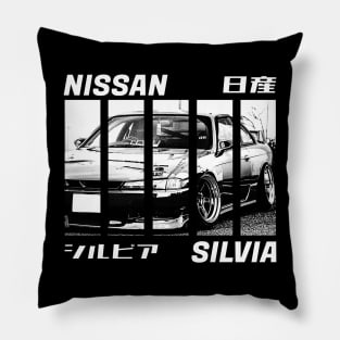 NISSAN SILVIA S14 KOUKI Black 'N White 3 (Black Version) Pillow