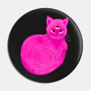 Third eye pink cat Pin