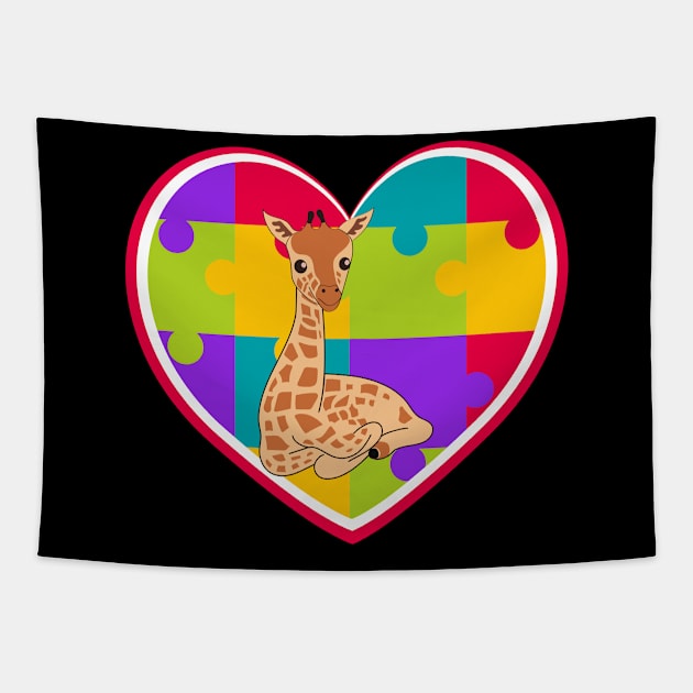 Autism Day giraffe Tapestry by teespra