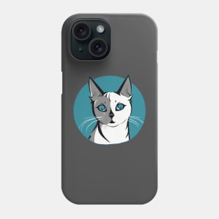 White and gray cat with blue eyes Phone Case