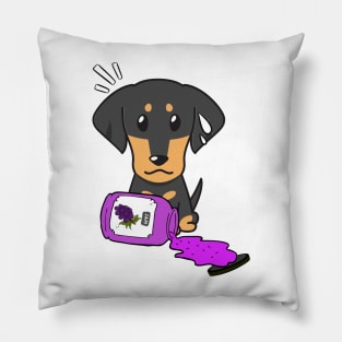 Naughty Dachshund Spills a jar of grape jam! Pillow