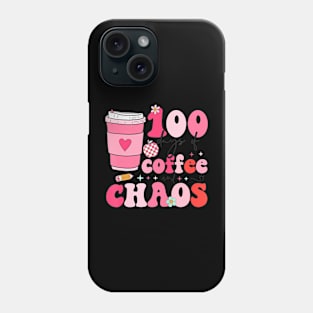 100 Days Of Coffee And Chaos 100Th Day Of School Teacher Kid Phone Case