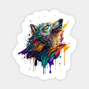 Wolf Splash Art: Colorful Fantasy Painting #3 Magnet