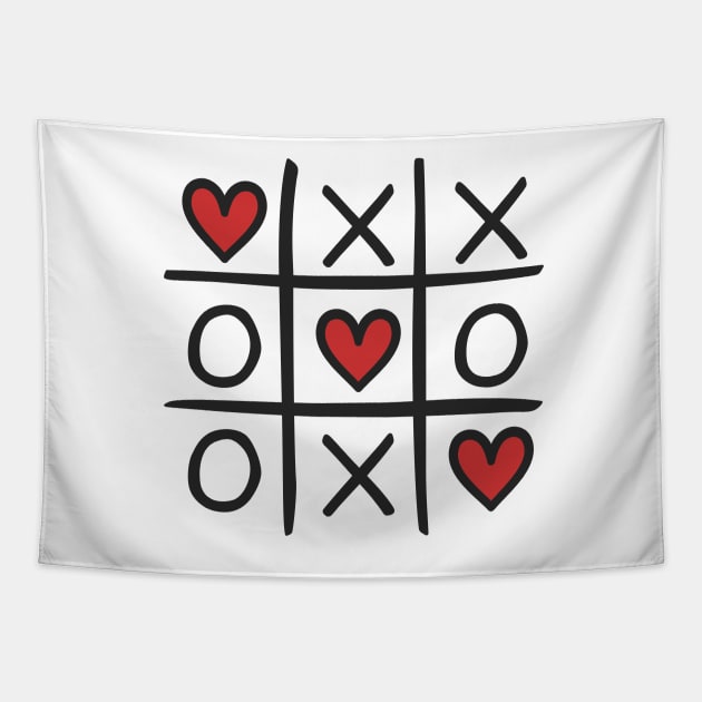 Tic Tac Toe Love Hearts Tapestry by THP Creative