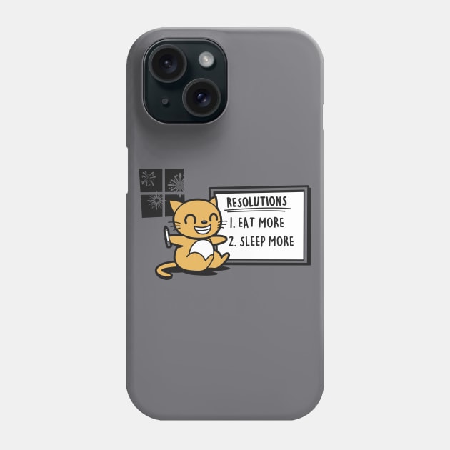 Funny Cute Kawaii Cat 2024 New Year Resolution Cat Lover Meme Phone Case by BoggsNicolas
