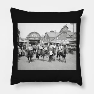 Pony Riders at Coney Island, 1904. Vintage Photo Pillow