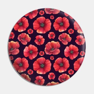 Botanical Floral Seamless pattern Poppies Pin