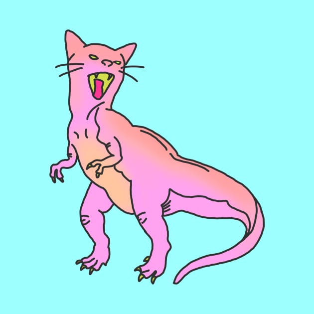 dinosaur raptor cat kitten feminist roar animal cute pink print by bigkidult