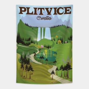 Plitvice Croatia Travel poster Tapestry