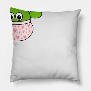 Cute Cactus Design #345: Opuntia Microdasys Cactus In A Cute Heart Pot Pillow