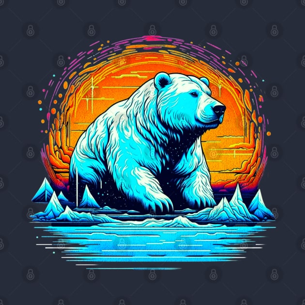 Retro Polar Bear in The Sun by vystudio