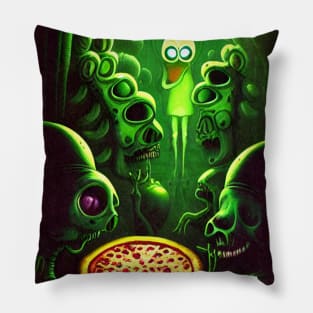 Creepy Aliens And Pizza Pillow