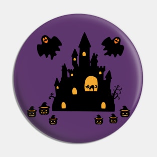 Spooky Halloween Ghost Pumpkin Black Cat Graveyard Church Pin