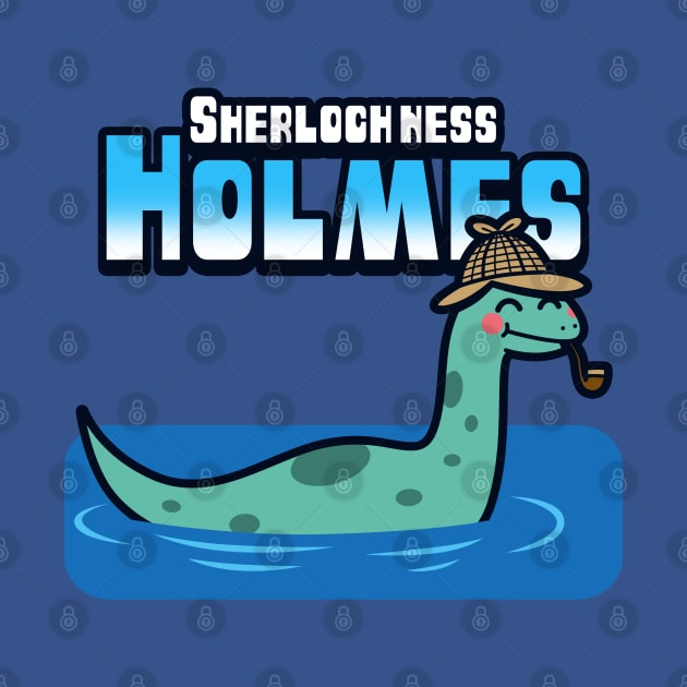 Cute Sherlock Holmes Kawaii Lochness Monster Funny Cartoon by BoggsNicolas