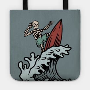 Retro Surfing Skeleton Tote