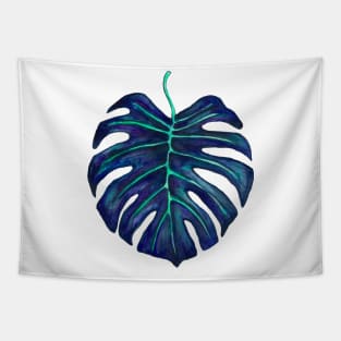 Blue monstera leaf Tapestry