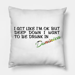 I WANT TO BE DRUNK IN DOMINICA - FETERS AND LIMERS – CARIBBEAN EVENT DJ GEAR Pillow