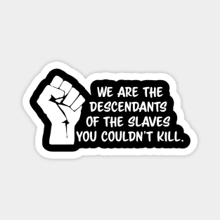 We are the descendants of the slaves you couldn't kill, black lives matter, black history, black power Magnet