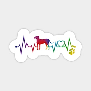 Rhdesian Ridgeback  Colorful Heartbeat, Heart & Dog Paw Magnet