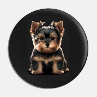 Super Cute Yorkshire Terrier Puppy Portrait Pin
