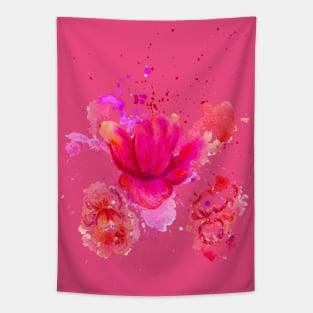 Pink Watercolor Flower Tapestry