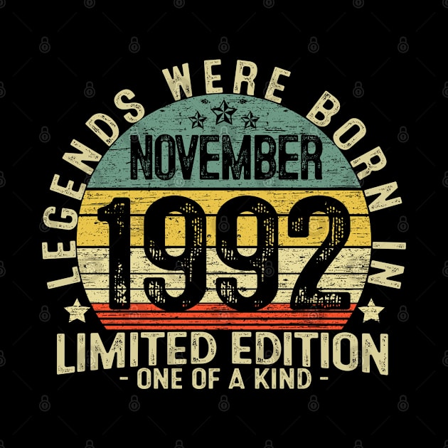 29 Years Old Birthday Legends Were Born In November 1992 by heart teeshirt