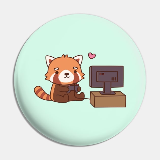 Cute Red Panda Loves Video Games Pin by rustydoodle