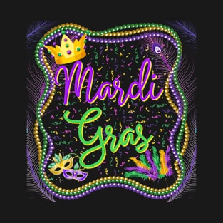 Colourful Mardi Gras Beads and Masks T-Shirt