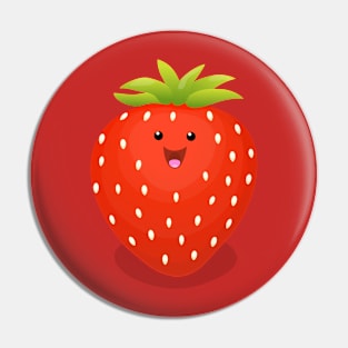 Cute kawaii strawberry cartoon character illustration Pin