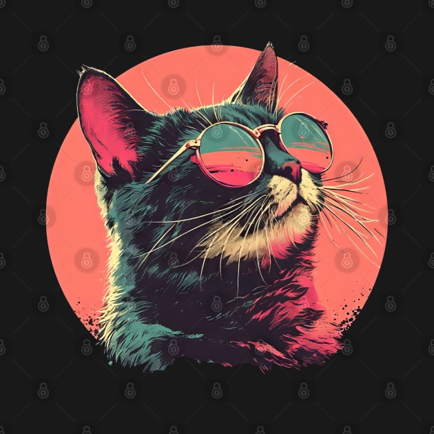 Vibrant Cat with Sunglasses by Curious Craze