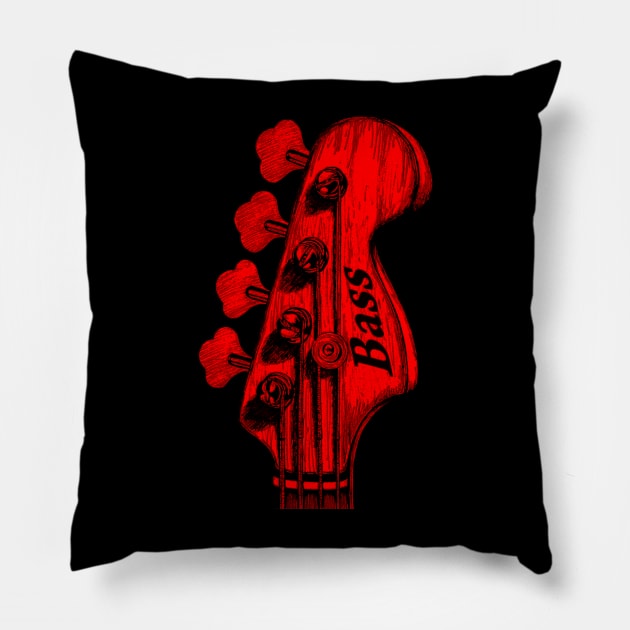 Bajo Electrico Red Pillow by w.d.roswell