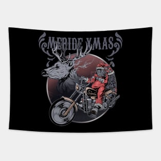 Santa Ride A Motorcycle Tapestry