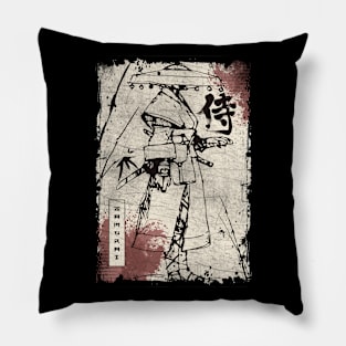 Vintage Samurai Fighter Bushido Code Japanese Manga Pillow