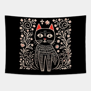 Lino Cut Cat Tapestry