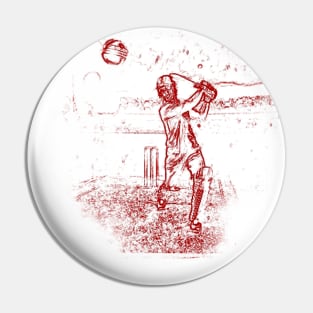 Cricket Batsman Art j15 Pin