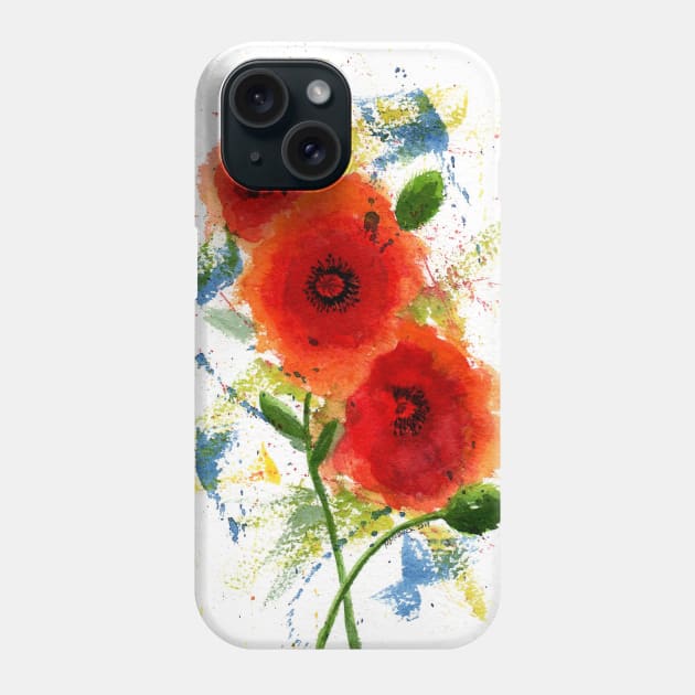 Poppies Watercolor Painting Phone Case by MMcBuck