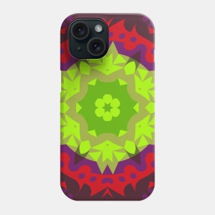 Retro Mandala Flower Green Red and Purple Phone Case