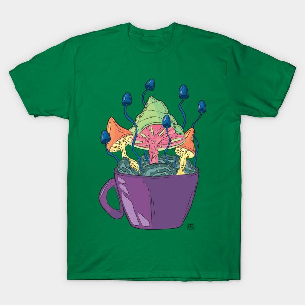 Coffee Cup Mushrooms - Shrooms - T-Shirt