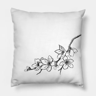 Hand drawn Cherry tree branch Pillow