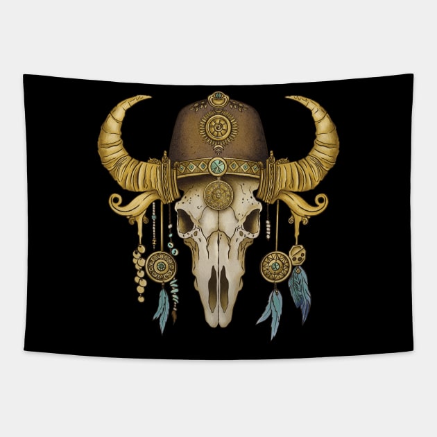 Buffalo skull wild west Tapestry by Ange art