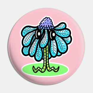 Pretty Blue Flower Cartoon Character Pin