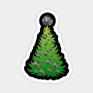 Christmas Tree with Silver Mirrored Disco Balls Magnet