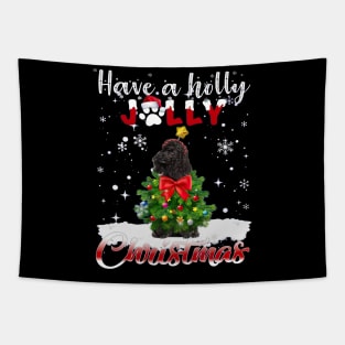 Have A Holly Jolly Christmas Miniature Poodle Dog Xmas Tree Tapestry