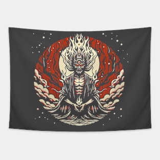 Monster yokai in flames Japanese folklore Tapestry