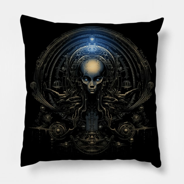 Humanesque Extraterrestrial Giger Style Pillow by Hargen