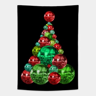 Retro Red and Green Disco Christmas Tree Tapestry